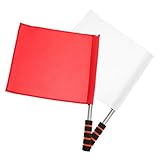 Mipcase 2 Stück Schiedsrichter Handflaggen Verkehrs und Sportsignalfahnen Rot Weiß mit Rutschfestem Griff für Rennleitung und Feldsport