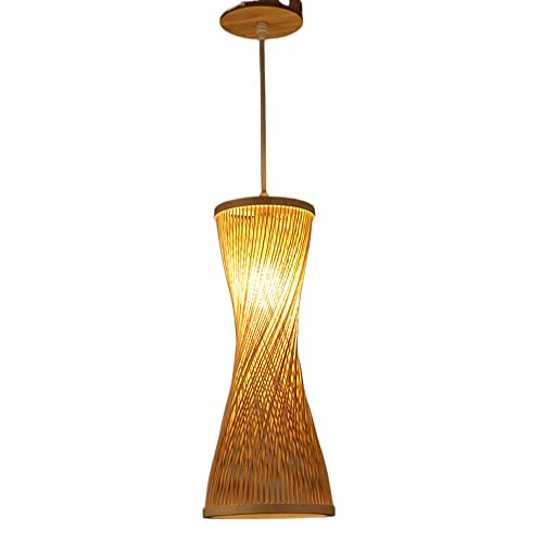 Lámpara colgante de techo de madera natural tejida a mano con acabado premium