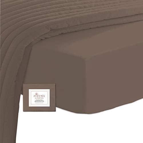 400 Thread Count Cotton King Size Fitted Sheet Dark Brown, 100% Long Staple Cotton King Bed Sheet, Soft Sateen Kingsize Fitted Bed Sheets (Chocolate 100% Cotton 40cm Deep Fitted Sheet King 160 x 200)