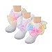 Hopply Toddler Girls Double Lace Socks Turn Cuff Shimmering Big Ruffle Rainbow Style Dress Lace Socks for Infant Kids