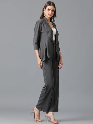 Image of KOTTY Women's Solid Relaxed Fit 3 /4 Sleeve Co-ord Blazer and Trouser Set.