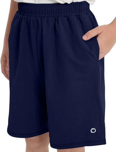 PATPAT Boys 2-Piece Athletic Set, Ultra Lightweight Quick-Dry T-Shirt & Shorts with Air-Grid Tech, Moisture-Wicking Sports Uniform for Kids Youth, Motion Navy, US8/S4
