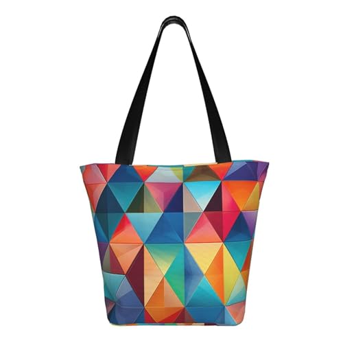 Colorful Triangle Print Comfortable Shoulder Bag Summer HandbagTravel Beach Work Daily Use Versatile Carry3