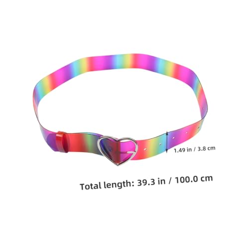 2pcs Women Rainbow Color Pvc Heart Buckle Transparent Waist Belt Cute Fashion Punk Style for and Jeans Lightweight and Comfortable2