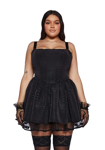Amazon.com: Dolls Kill Plus Magic Moves Corset Dress by Sugar Thrillz   Taffeta Corset Dress with Fishnet Mesh Petticoat & Lace-Up Back, Black -  1X: Clothing, Shoes & Jewelry