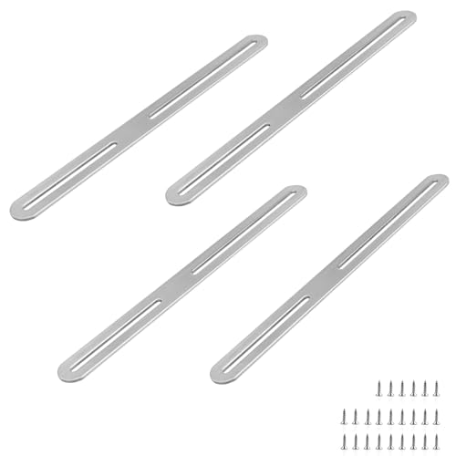 SRJQXH Connettore Piatto Regolabile, 4 Pezzi Piastre di Giunzione in Acciaio Inox, Angolare Piatte Staffa, con Viti di Montaggio per Riparare Mobili in Legno (280 x 24 mm)