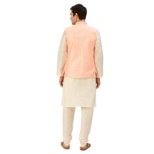 Image of Sojanya (Since 1958 Men'S Silk Blend Kurta Pyjama & Nehru Jacket Combo