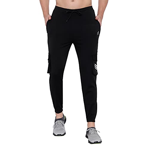 Image of BLUE STAR SHARK Men's Premium Stretchable Cargo Joggers | Regular Fit, Stylish Track Pants with Pockets | Soft Smooth Feel, Logo on Front, Comfortable Everyday Wear