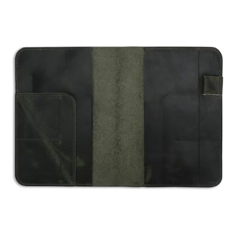 CestAntiQ, Leather Journal Cover | (5.75"x8.25") Notebook Medium A5 | Refillable Cahier | Leather Bound Journal Cover for Travelers Writers | Gift for Anyone (Green) Cover