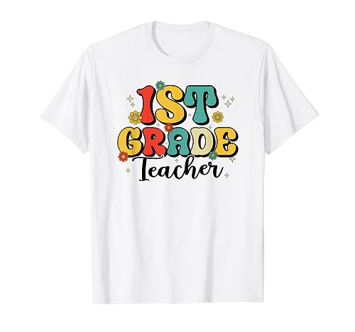 1st Grade Teacher First Day Of School Groovy Back To School Camiseta