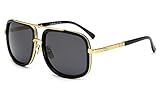 Men's Designer Sunglasses Shades Black Lenses Gold Frame Rectangle Square UV400 UV Protection Flexible Adjustable