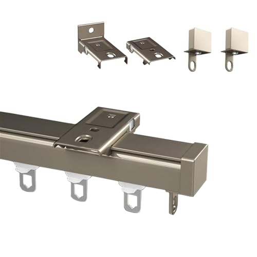 Sistema de rieles para Cortinas de Techo (de 50 a 60 cm) - Barras divisorias Ajustables con Rodillo, herrajes de Montaje y Tapas de Extremo - Juego de rieles versátiles para privacidad y ges