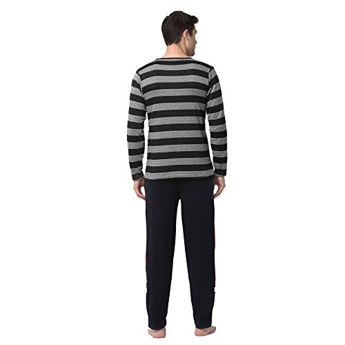 Image of Mack Jonney Men Cotton Blend Relaxed Night Suit Co-Ord Set with Round Neck Full Sleeve T-Shirt and Track Pant-Vj-Mns-Ttp-Group27