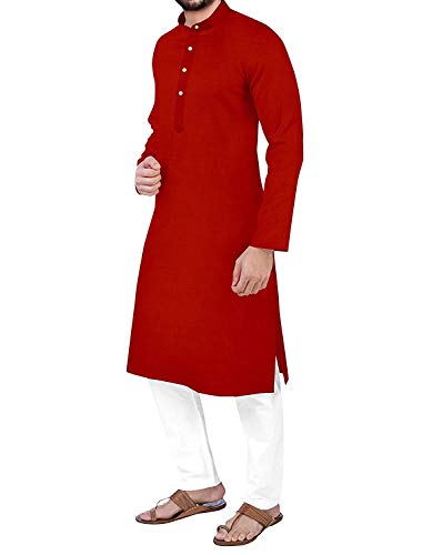 Image of Gauri Laxmi Enterprise Men Cotton Blend Straight Kurta