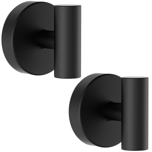 Bntuk Suction Cup Hooks Removable Shower Hooks for Inside Shower Towel Hooks for Bathroom Window Glass Mirror Tile Bath Robe Looafh Hook for Hanging Waterproof & Rustproof Black (2 Pack)
