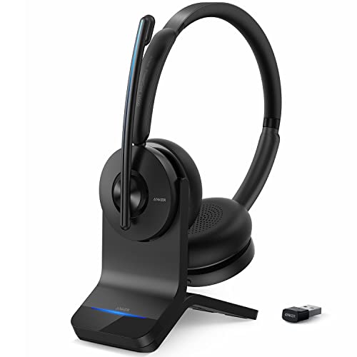 Anker PowerConf H500 with Charging Stand, Bluetooth Dual-Ear Headset with Microphone, Audio Recording and Meeting Transcription, AI-Enhanced Calls, Compatible with Conference Platforms, 24H Talk Time