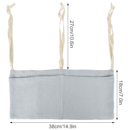 Naapesi Baby Crib Cabin Bedside, Crib Storage Pocket, Hanging Storage Bag, 100% Cotton, 2 Pockets Bedside Hanging - Image 2