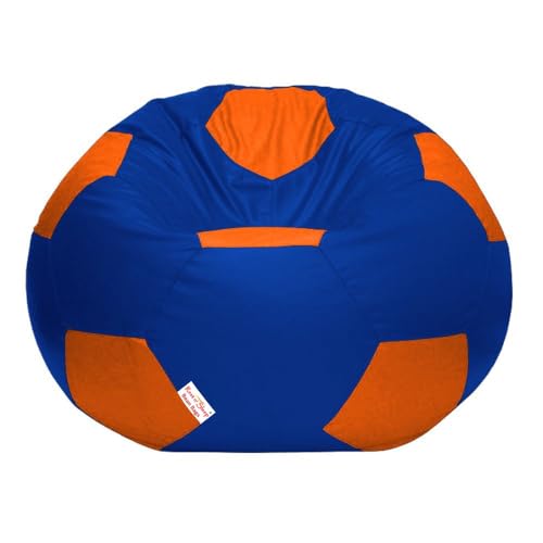 Image of RnS Rest 'n' Sleep - Bean Bag Football Chair Filled with Beans for Living Room, Bed Room for Relaxing, with 1 Year Warranty (Orange /Royal Blue, XXXL)