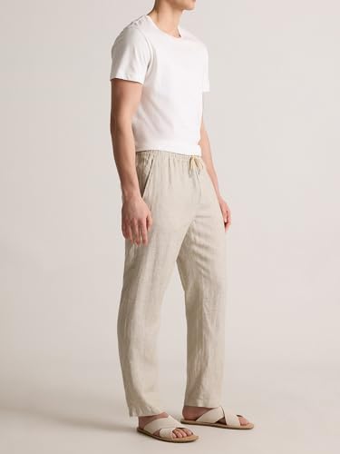 Men's Linen Blend Casual Pants, Lightweight Breathable Drawstring Summer Beach Pants2