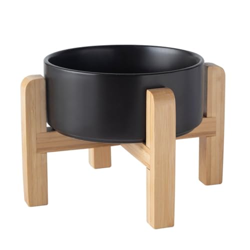 Ciotola doppia rialzata in ceramica per cani grandi,Mangiatoie per animali domestici,Forniture di alimentazione per cani piccolo,medie e grandi dimensioni con supporto in legno A