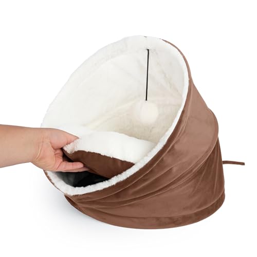 Coleção Cozy Cat House da Sherry Kline pet disponível em 5 cores de veludo com sherpa natural e bola