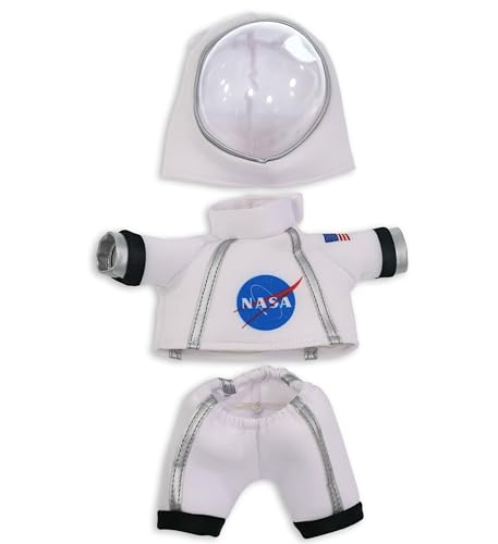 DolliBu Astronaut Dress Up Set for Teddy Bear Plush Toy - Astronaut Stuffed Animal Costume Outfit with Jacket, Helmet with Holes, and Pants, Create NASA Space Toys for Kids with Dress Up Set - Small