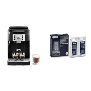De'Longhi Magnifica S, Automatic Bean to Cup Coffee Machine, Espresso and Cappuccino Maker, ECAM22.110.B, Black & EcoDecalk Mini 2 x 100ml Descaler (Pack of 1)-White