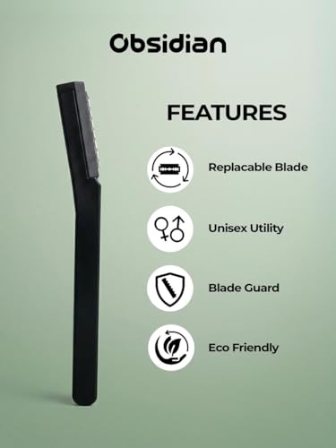 Image of Reusable Face Razor | Obsidian | Reusable Blade | Instant Hair Removal and Exfoliate | For Eyebrows, Forehead, Peach Fuzz, Chin |beard and Sideburns Shaper | Dermaplaning Tool