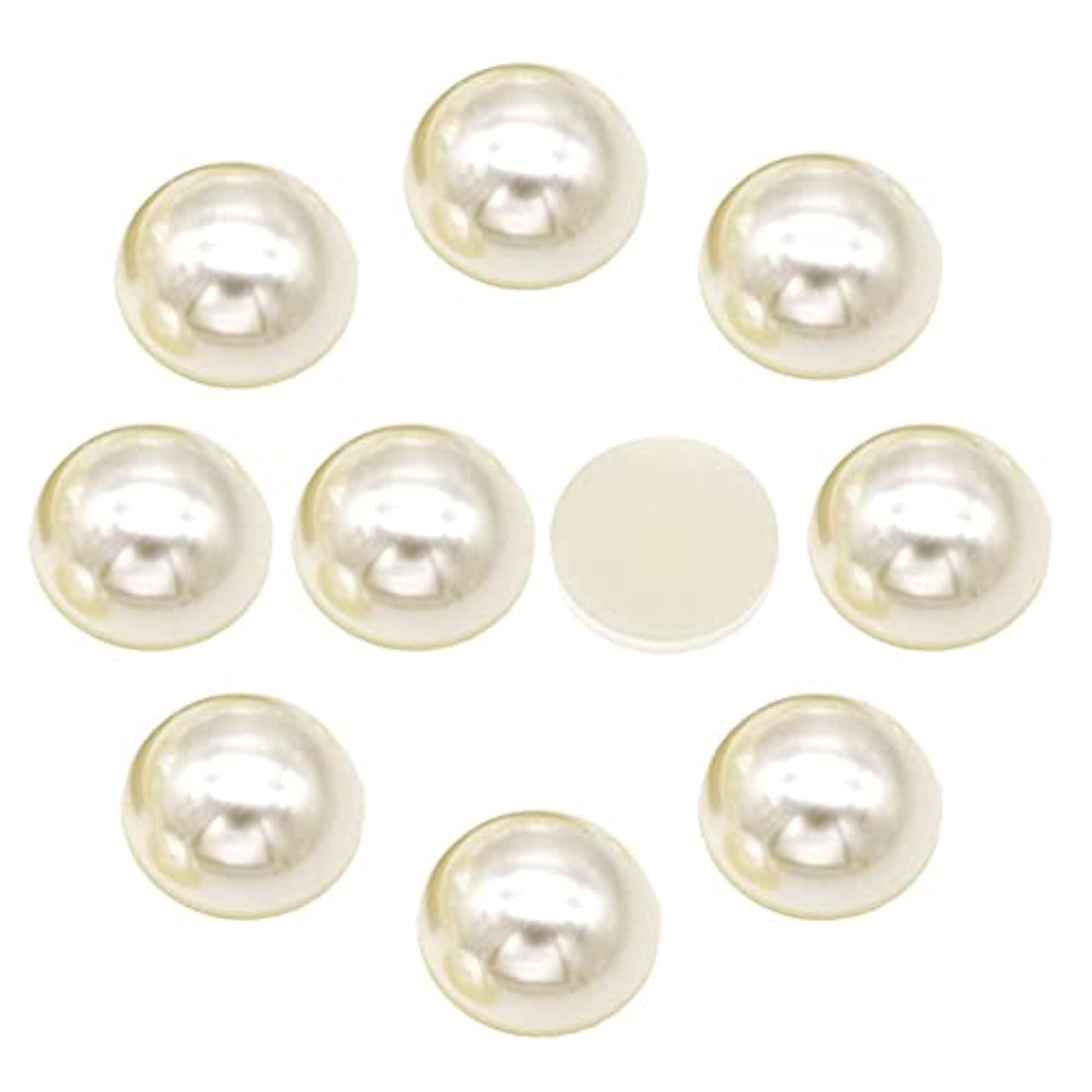 14mm Cabochon Faux Dome Round Pearl Flatback Beads, 50pcs