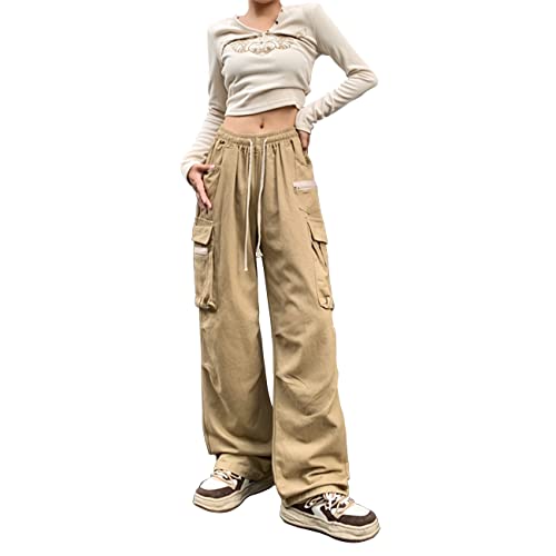 Linsennia Parachute Pants for Womens Wide Leg Cargo Pants Y2k with