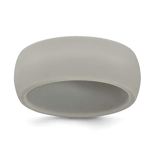 Solid Silicone Grey 8.7mm Domed Plain Classic Wedding Band Ring