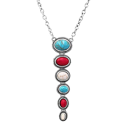 Rosemarie & Jubalee Women's Stunning Western Semi Precious Natural Howlite Stone Y-Drop Necklace, 18