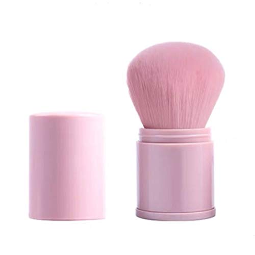 Retractable Kabuki Makeup Brush - Aguder Large Powder Blush Brushes for Blending Liquid, Cream, Mineral Cosmetics or Powder,Super Soft Bristles Portable (Pink)