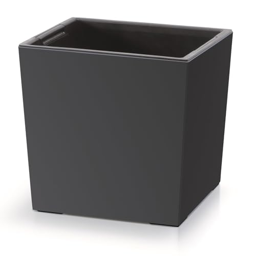 Prosperplast Macetero 2 en 1 con Cubo Interior, Maceta para Hierbas, Maceta de plástico, Cuadrada, 29,5 cm x 29,5 cm x 29 cm (Antracita)
