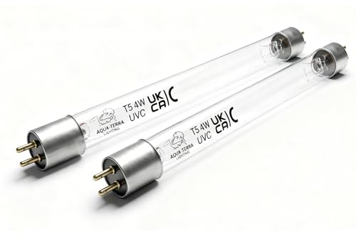 Aqua-Terra Lighting Lot de 2 tubes de rechange 4 W T5 UVC - 150 mm - Lampe germicide à double extrémité pour filtre de bassin et clarificateur UV - Contrôle de l'eau claire et des algues