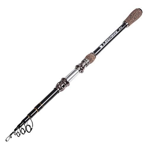 Telescopic Fishing Pole Portable Sea Fishing Rod Stylish Fishing Gear for Freshwater Saltwater Fishing Outdoor - 2.1m (Black)