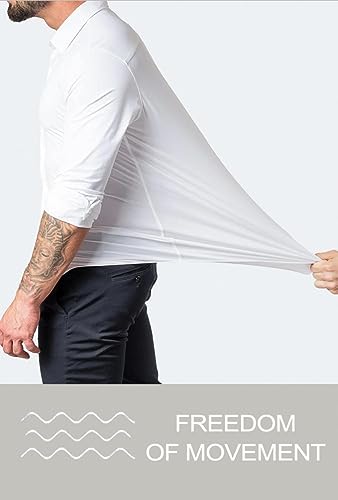 Eouoss Men’S Muscle Fit Dress Shirts Athletic Slim Fit Long Sleeve Stretch Wrinkle-Free Casual Button Down Shirt White Large thumb #1