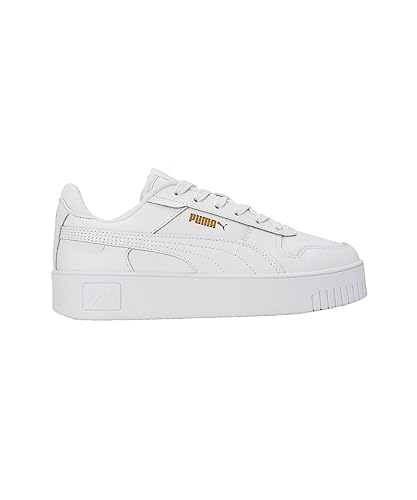 Image of PUMA Women's Carina Street Sneaker, Puma White Puma White Puma Gold, 6.5