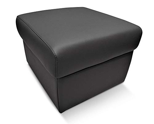 Quattro Meble Hocker aufklappbar mit Stauraum 50x50xH-40 Schwarzes Echtleder Toledo Nero echt Leder Sitzhocker Rindsleder Sitzwürfel Fußhocker Polsterhocker Puff