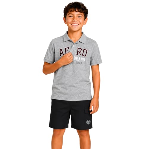 Image of AEROPOSTALE Boys Shorts Set 2 Piece Polo Shirt and Matching Shorts | Structured Collar, Two-Button Placket, Embroidered Logo Detail, Short Sleeve Design