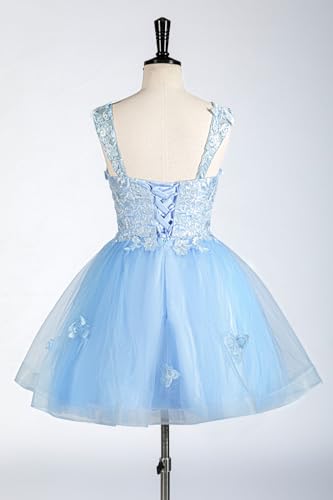 Tulle Short Flower Girl Dresses 3D Butterfly Homecoming Dresses for Teens Lace Applique Formal Dress for Girls3