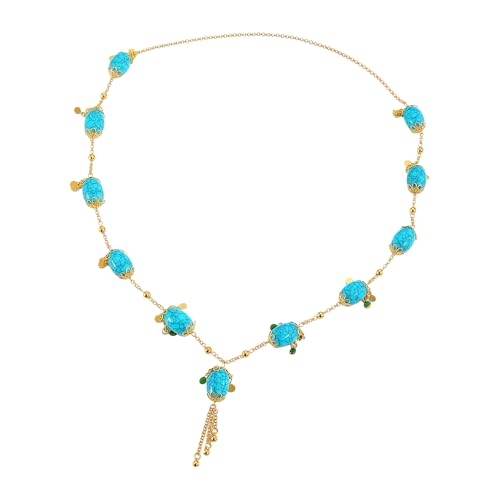 Collier long ethnique turquoise avec franges de fleurs et pompons fluides pour femme