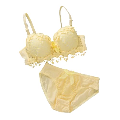 FiveFlag Lingerie Set for Women Bra Panty Set Combo New Bridal Lingerie Set Panty Bra Set lace Lingerie Set for Women Bra Panty Set Sexy and hot Bridal Nighty for Honeymoon Sexy (32, Yellow)