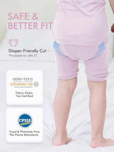 HAPIU Summer Rayon from Bamboo Toddler Pajamas Short Sleeve Set, Pjs Girls Boys Baby Kids4