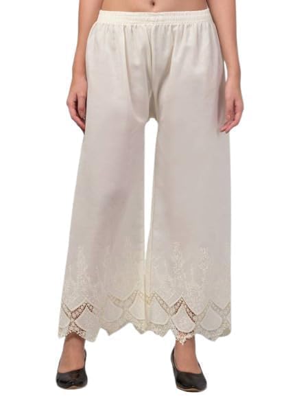 nexteraa Women's Cotton Palazzo Pants Lace Trim Samosa Palazzo for Girls Casual & Comfortable Wear | High Waist & Relaxed Fit Plazzo for Women-picture-22