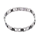 Lex & Lu Men's Stainless Steel w/Black Stirrup 9' Bracelet