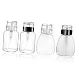 VILLCASE Set de 4 Botellas Vacías Dosificador para Quitaesmalte de Uñas 250 Ml Plástico Transparente y Cuello Negro Dispensadores Rellenables para Manicura y Limpieza de Uñas