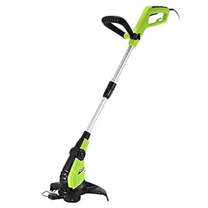 BAKAJI Elektrische grastrimmer 600 W diameter snede 32 cm grastrimmer hoogte verstelbaar en kantelbare snijkop grasmaaier tuin met 8 m nylondraad meegeleverd