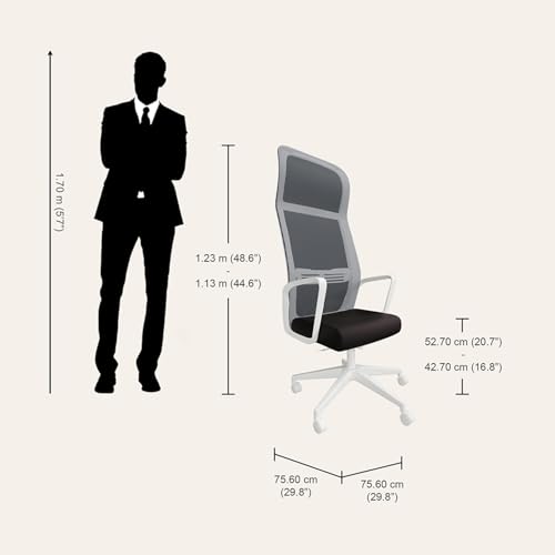 Image of Interio by Godrej Vurv Chair Mesh High Back Ergonomic Work from Home /Revolving Study Chair, 1 Year Warranty, Height Adjustable | Heavy Duty Polypropylene Base | DIY Installation (Black)