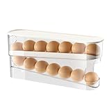 エッグホルダー 自動ローリング卵ケース 卵収納ケース 透明 二重層 大容量 冷蔵庫用 収納 ケース ストッカー 省スペース
